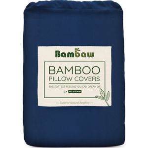 Bambaw 2x Bamboe Kussenslopen - Kussensloop 40x60 cm - Luxe Bamboe Beddengoed - Hypoallergeen Kussensloop - Blauw marine
