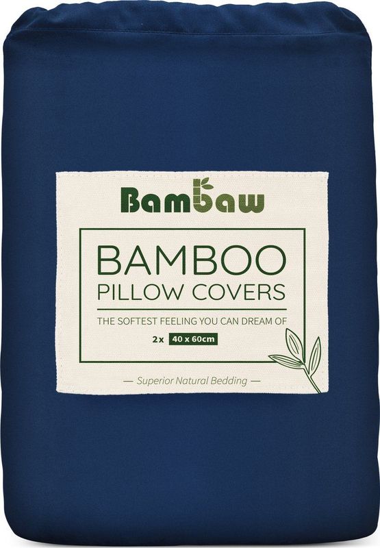 Bambaw 2x Bamboe Kussenslopen - Kussensloop 40x60 cm - Luxe Bamboe Beddengoed - Hypoallergeen Kussensloop - Blauw marine