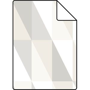 Proefstaal ESTAhome behang grafische driehoeken zilver, grijs en beige - 26,5 x 21 cm - 138922-S
