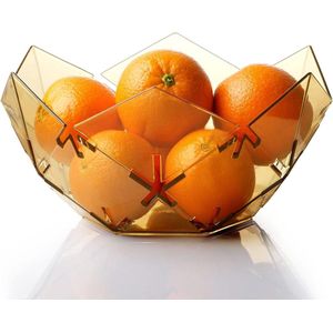 Plastic fruitschaal, 25 x 13cm-geometrisch gevormde fruitmand, roest niet, uitgehold, decoratieve fruitschalen voor keuken - oranje