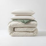 Sleeptime - 2 in 1 Diamant Dekbed - Creme/Groen - Dekbed zonder Overtrek Inclusief Kussenslopen - 200x200