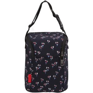 Thermische Nylon Zak voor Babyfles Waterdichte Draagtas voor Buiten (Bloemen Zwart)