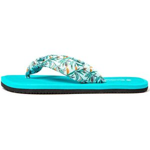 Brasileras - Hibiscus Nudo - Slippers - Turquoise - Stoffen Band met Bloemmotief