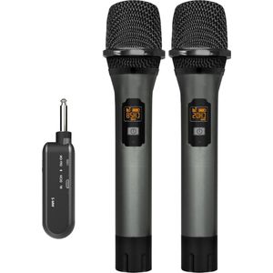 Draadloze Microfoon UHF Draadloze Dual Handheld Dynamische Microfoonset Met Oplaadbare Ontvanger Voor Karaokefeest Spraakversterker PA Systeem Zangmachine Kerk Bruiloft Vergadering 60 m