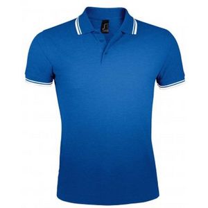 SOLS Heren Pasadena getipt korte mouw Pique Polo Shirt (Koninklijk/Wit)