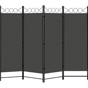 Kamerscherm - Scheidingswandje - Scherm - 4 Panelen - Wandje voor in Slaapkamer - Afscheiding - Verplaatsbaar - Grijs