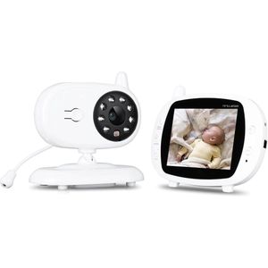 Babyfoon – Video Babyfoon met Camera en Audio, 3.5 Inch IPS Scherm, Nachtzicht, 2-Weg Audio, Wiegeliedjes, Huisdiercamera, Nanny Cam, Geen Wifi, Bereik van 1000 Voet (EU Stekker)