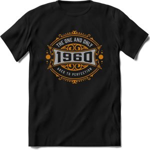 1960 The One And Only T-Shirt | Goud - Zilver | Grappig Verjaardag  En  Feest Cadeau | Dames - Heren | - Zwart - 3XL