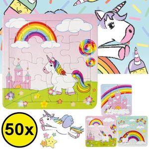 Decopatent® Uitdeelcadeaus 50 STUKS Unicorn / Eenhoorn Puzzels - Traktatie Uitdeelcadeautjes voor kinderen - Speelgoed Traktaties