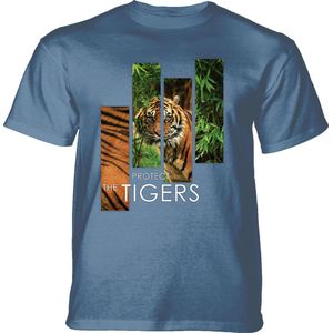 T-shirt Protect Tiger Split Portrait Blue S