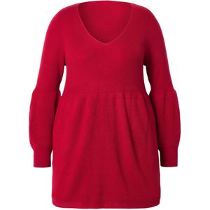 MIAMODA - Dames - Trui kasjmier touch breed schootje - Rood - Maat 54+
