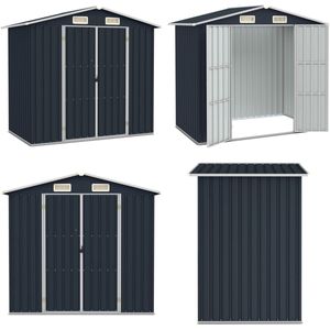 vidaXL Tuinschuur 205x129x183 cm gegalvaniseerd staal antraciet - Tuinschuur - Tuinschuren - Tuingarage - Tuingarages