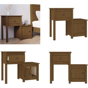 vidaXL Nachtkastje 79,5x38x65,5 cm massief grenenhout honingbruin - Nachtkastje - Nachtkastjes - Houten Nachtkastje - Telefoonkast