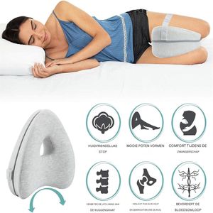 Memory Foam Beenkussen-Ergonomisch been- en kniekussen - Traagschuim zijslaper kussen - Ademend en wasbaar - Voor zijslapers - Met afneembare hoes - Wit - Universele maat
