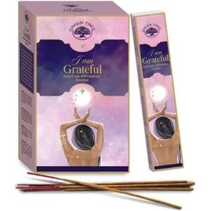 Green Tree - I am Grateful Manifestation - wierook Meditatie - Heilig hout - Duurzame wierookstokjes - doos 12 stuks Incense 15 gram