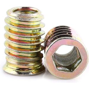 20st verzinkte koolstofstalen zeskant aandrijving schroefdraad insert moeren voor houten meubels (M8*20mm)
