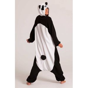 KIMU Onesie Reuzenpanda Pakje - Maat 116-122 - Pandapak Kostuum Zwart Wit Panda Pak - Peuter Boxpakje Jumpsuit Pyjama Huispak Jongen Meisje Festival