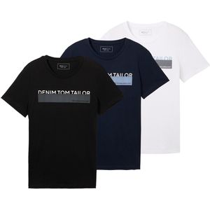 Tom Tailor Denim T-shirt met print in een 3-pack In een pak van drie