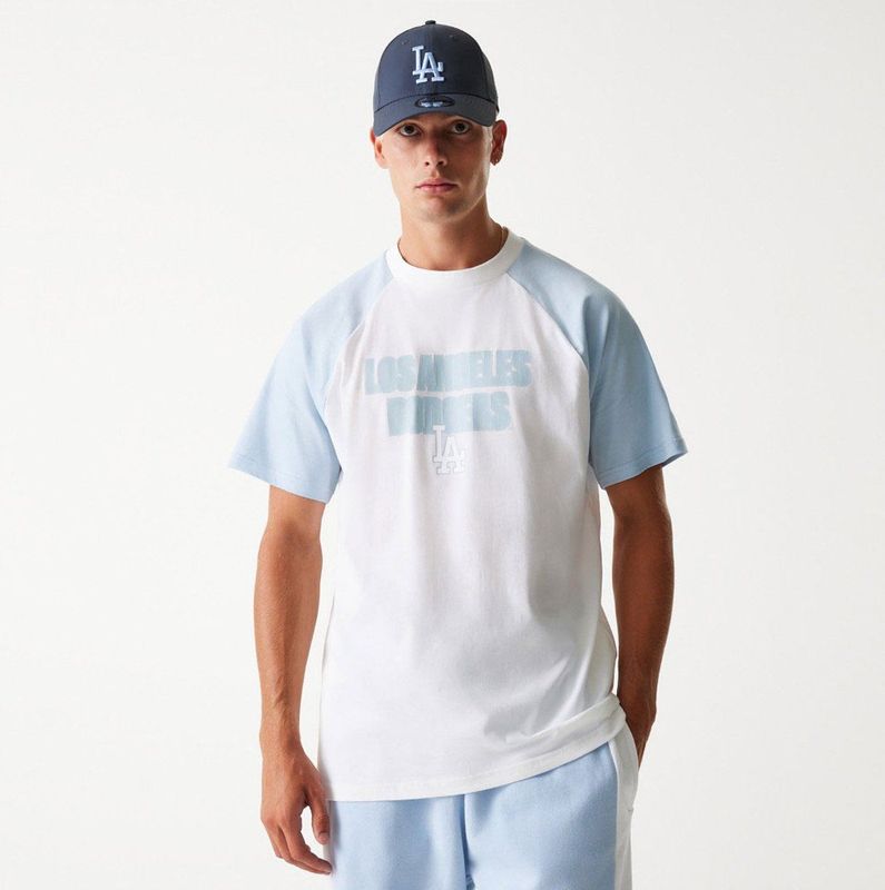 New Era Mlb Raglan La Dodgers Oversize T-shirt Met Korte Mouwen Wit L Man