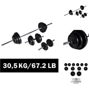 vidaXL halterset - Ergonomisch ontworpen barbells en dumbbells - 30.5 kg - Halterset