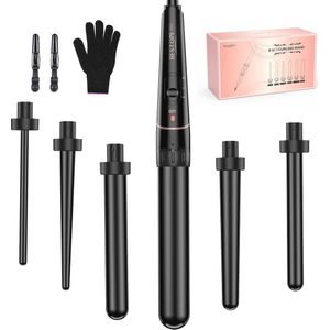 Krultang 6-in-1 met verwisselbare opzetstukken en instelbare temperatuur voor grote en kleine krullen