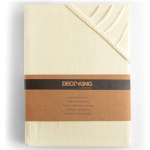 DecoKing - Amber - Hoeslaken - Crème - 140 x 200 cm en 160 x 200 cm - 100% Katoen