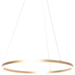 QAZQA anello - Design Dimbare LED Grote hanglamp met Dimmer voor boven de eettafel | in eetkamer - 1 lichts - Ø 80 cm - Goud/messing - Woonkamer | Slaapkamer | Keuken