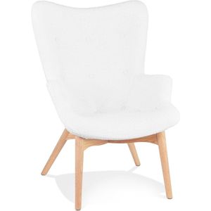 Alterego Scandinavische oorfauteuil 'TRAPEUR' van witte boucléstof