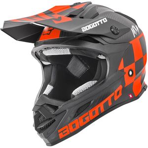 Bogotto - V328 Xadrez Carbon - Crosshelm - Zwart Oranje
