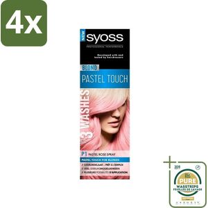 Syoss Color Blond Pastel Touch P1 Pastel Rose - Haarverf Spray - Pastel Rose - Voordeelverpakking - 4 stuks - Blonde haarkleur - Pastelroze