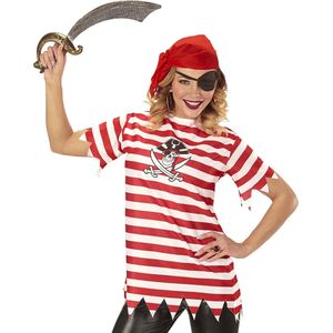 Widmann - Piraat & Viking Kostuum - Rood Gestreepte Verkleedset Piraat Dura Vrouw - Rood - Medium / Large - Carnavalskleding - Verkleedkleding