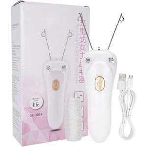 Elektrische Gezichtshaarverwijdering,Epilator Voor Dames Met Draadhaarverwijdering, Oplaadbare USB-haarverwijderaar Met Katoenen Draad Voor Fijne Haartjes Op Gezicht, Kin, Bovenlip, Armen(GOUD)