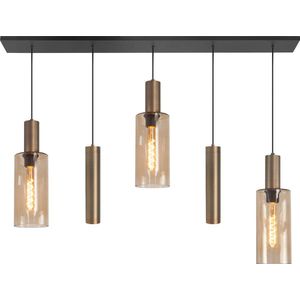 Highlight - Hanglamp Perugia 4+3 lichts L 130 cm zwart amber