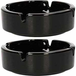 2x Stuks asbakken 11 cm zwart keramiek - Binnen en buiten te gebruiken
