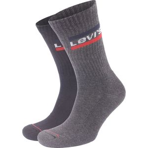 Levi's 2-Pack Sportswear Sokken Zwart Antraciet - Maat 43-46 - Heren - Halfhoge sokken