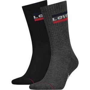 Levi's - 2-Pack Sportswear Sokken Zwart Antraciet - Heren - Maat 43-46 -
