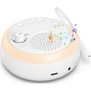 White Noise Machine Baby, Draagbaar Slaapmiddel voor Baby's met Nachtlampje, USB Oplaadbaar White Noise Baby Apparaat, 16 extreem rustgevende geluiden, geluidsaanpassingsfunctie, timingsfunctie