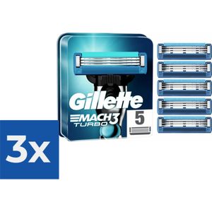 Gillette Scheermesjes Mach3 Turbo 5 stuks - Voordeelverpakking 3 stuks