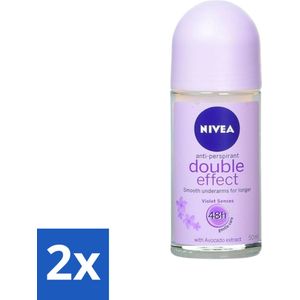 2 x Nivea - Double Effect - Deodorant Roller - 48 Uur Lang Werkend - 50 ml - NIVEA Deodorant - Anti-transpirant - 48 Uur Bescherming - Oksel Deodorant - Alcoholvrij Deodorant