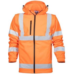 Ardon REF502 Hi-Vis Hooded Softshell Jack/Vest-Fluorescerend oranje-3XL