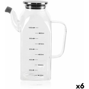 Flesje La Mediterránea Transparant Zilverkleurig Metaal Borosilicaatglas 1 L (6 Stuks)