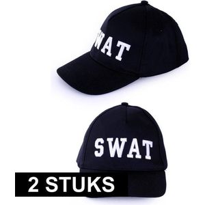 2x Politie SWAT baseball caps verkleedkleding voor volwassenen - verkleedkleding accessoires