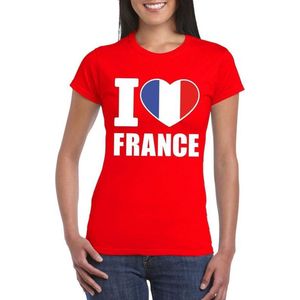 Rood I love France supporter shirt dames - Frankrijk t-shirt dames XL