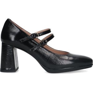 Manfield - Dames - Zwarte leren mary jane pumps - Maat 36