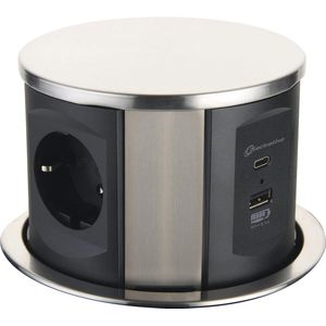 Uitschuifbare Tafelcontactdoos met 3 Stopcontacten en 2 USB Opladers - 2 Meter Kabel