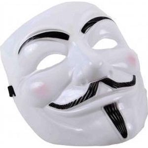 Anonymous Masker - Wit - Vendetta  - Leuk voor Halloween - Verkleedpartijtje -