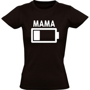 Mama Batterij leeg dames t-shirt | moeder | kinderen | moederdag | geboorte | zoon | dochter |zwart