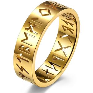 Ring Viking goudkleurig dames en heren - Goudkleurige ring met geschenkverpakking van Mauro Vinci MAAT 12