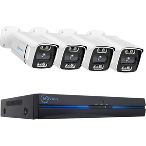 Beveiligingscamerasysteem - 8CH 5MP Camera - Openlucht - Bewakingscamera - Beveiligingscamera - Beveiligingscamerasysteem - NTSC,PAL - 4 stuks - Wit