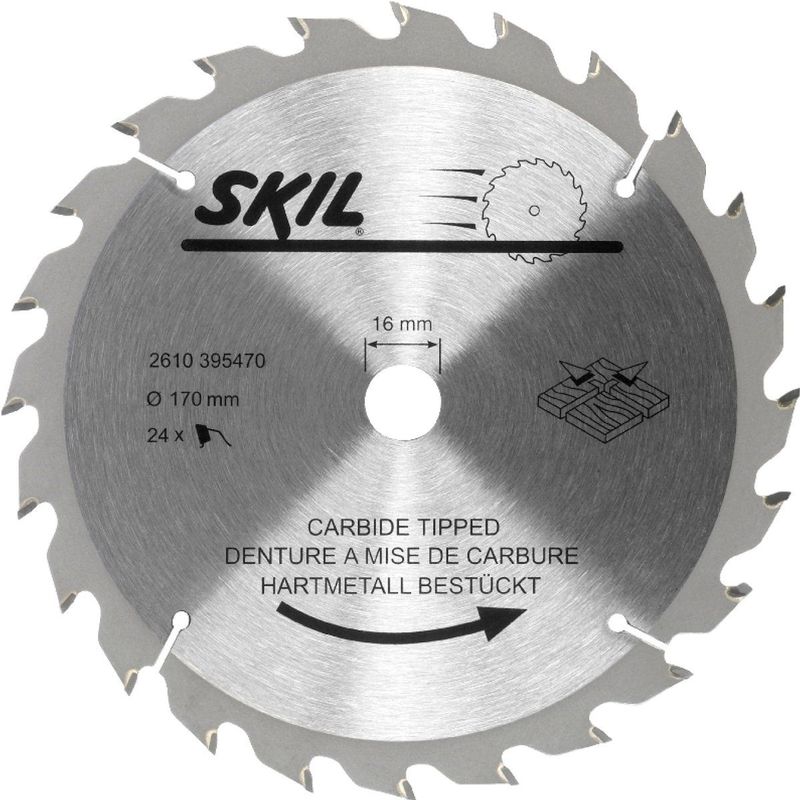 SKIL - 2610395470 - Hardmetalen Zaagblad - 170 mm - 24 Tanden - Voor Hout - Haakse Slijper